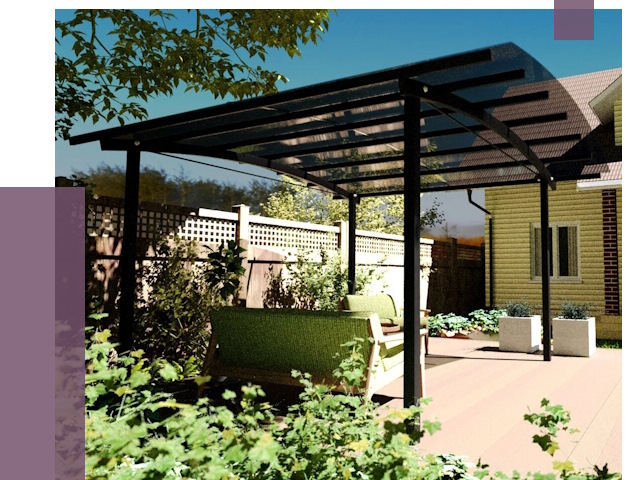 Навесы для террасы в Вязьме от 13110 руб. под ключ | ПРОЛЁТ-Взь