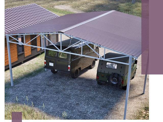 Двускатные навесы под ключ в Вязьме — изготовление и монтаж